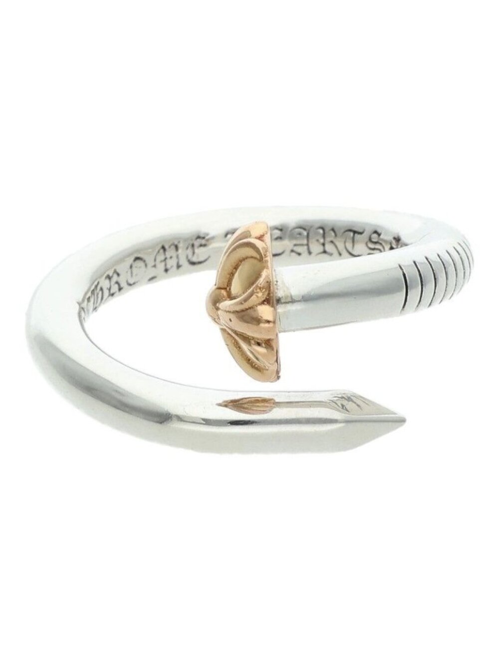 Chrome Hearts Nail Crsball Gld Cross Ball Silver Gold Combination Ring